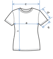 Размерная сетка женской футболки